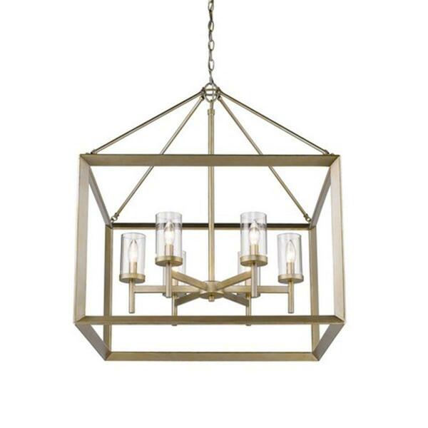 Golden Lighting Smyth 6 Light Chandelier in White Gold with Clear Glass 2073-6 WG-CLR